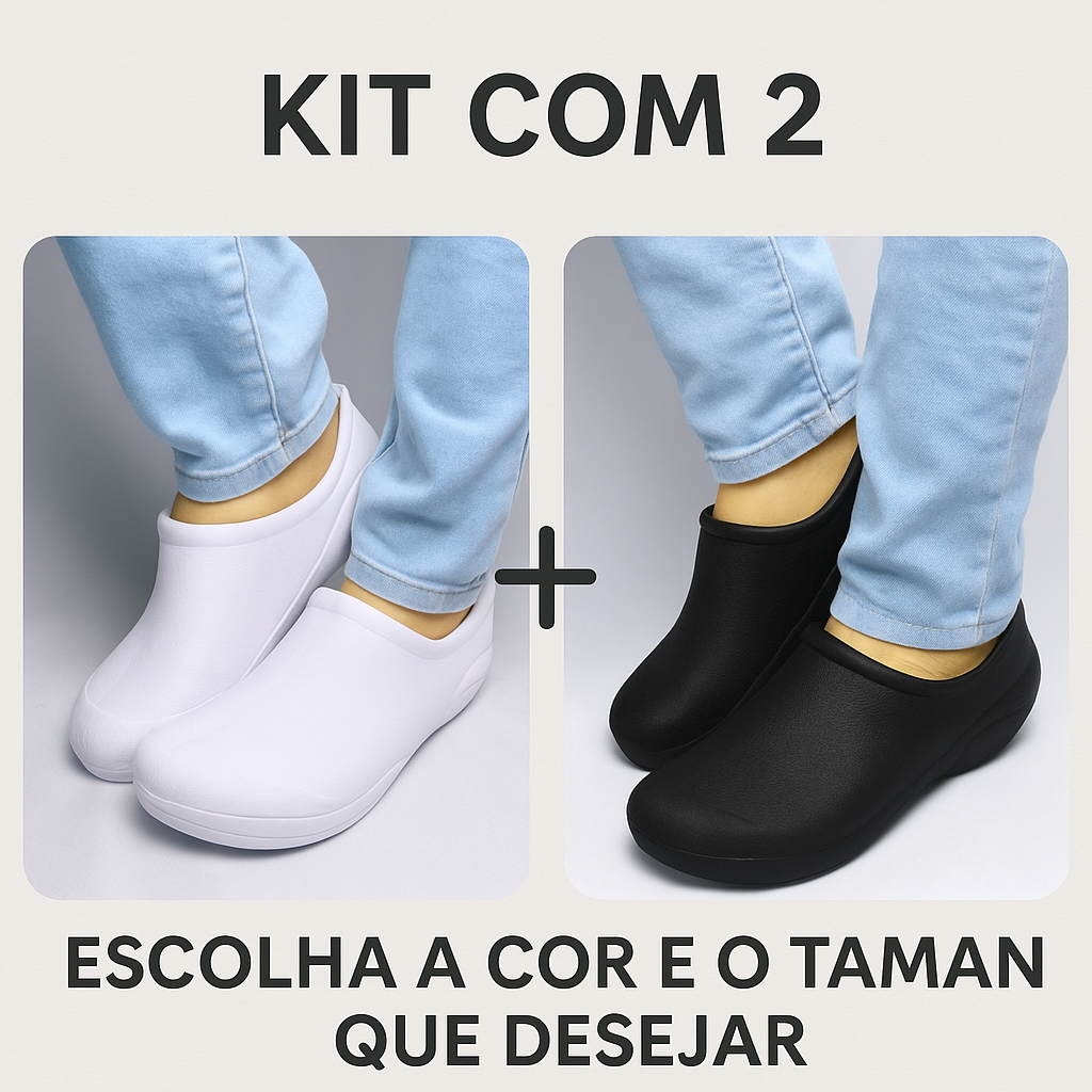 Kit 2 Babuche Cozinheira Profissional Fechado Uniforme EPI Sapato Confortável
