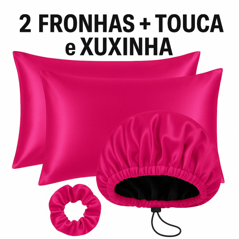 Kit Cetim Antifrizz  2 Fronhas  Touca de Cetim Reg