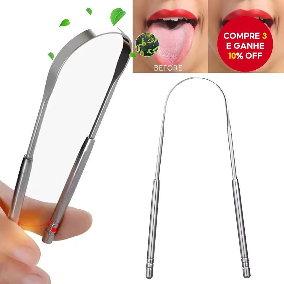 Raspador de Língua de Aço Inoxidável para Adultos – Limpa para Reduzir o Mau Hálito, Refrescar o Hál