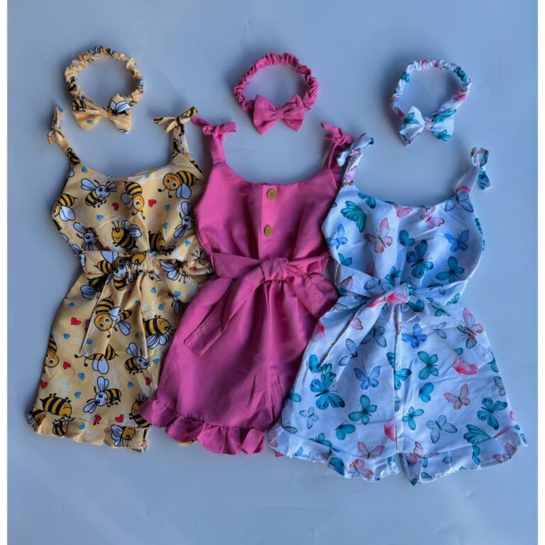 Kit Roupa Infantil Menina | Macaquinho 1, 2, 3 ANO