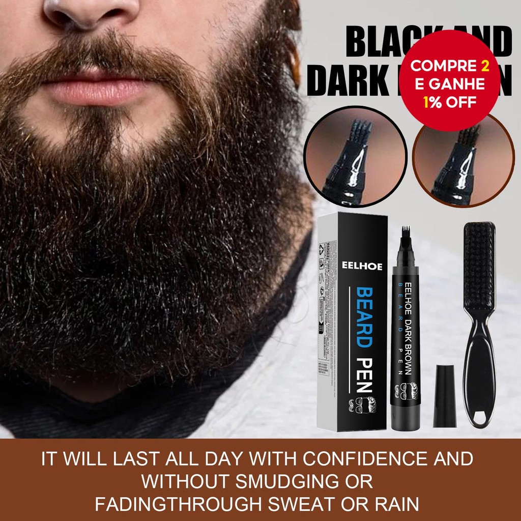 Kit de Caneta para Barba masculina – Caneta e Pincel, Preenchimento à Prova dÁgua, Canetas Preenchid