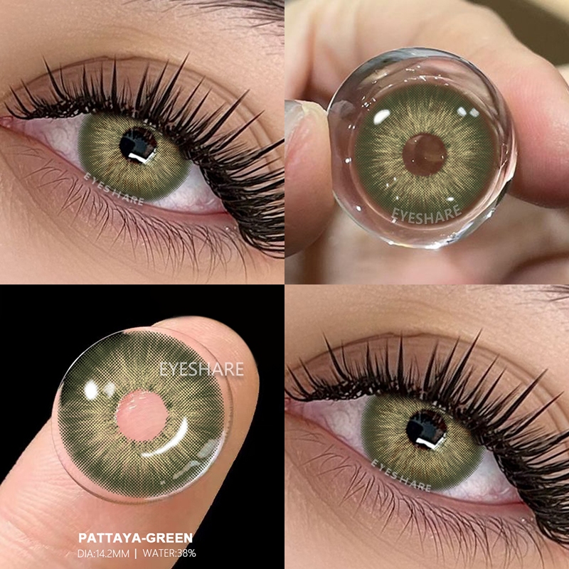 1 Par De Lentes De Contato Coloridas Envio Do Brasil PATTAYA-GREEN Com Estojo Para Uso Anual , Rápid