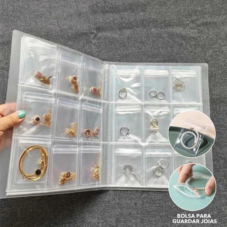 84/160 Grade Transparente Livro De Armazenamento De Jóias Auto Vedação Saco Para Colar Anel Foto Car