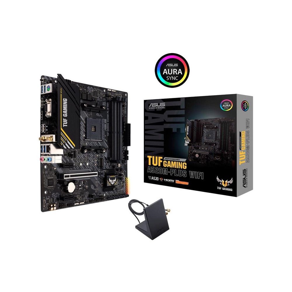 Placa Mãe ASUS TUF GAMING A520M-PLUS WIFI AMD AM4 RGB mATX DDR4 Preto – 90MB17F0-M0EAY0