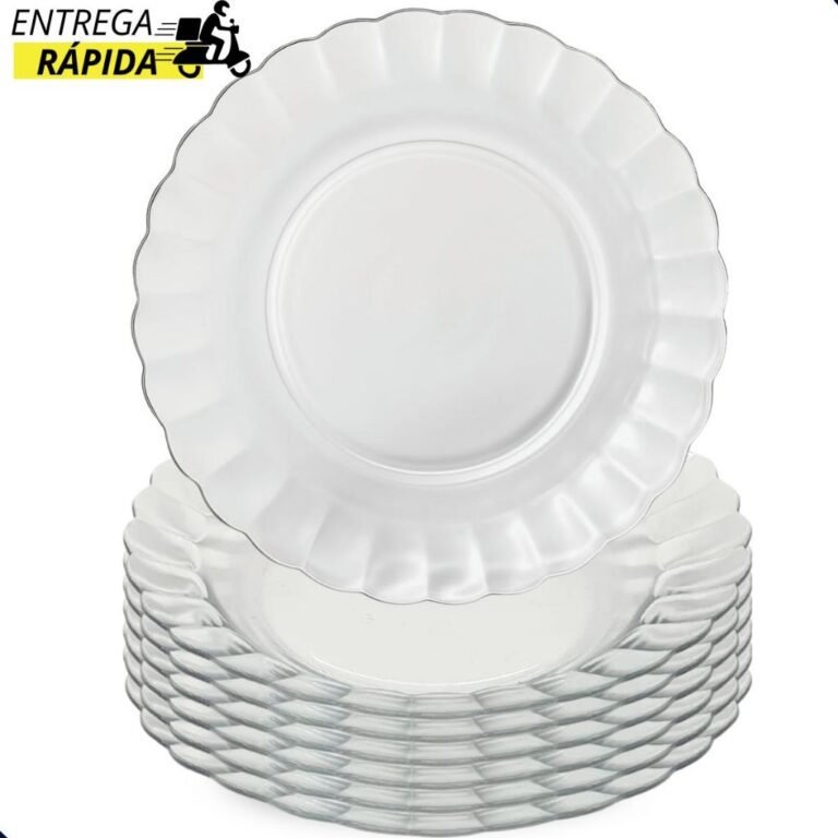 Jogo de Pratos Vidro Fundo 6 a 18 Peças Transpare