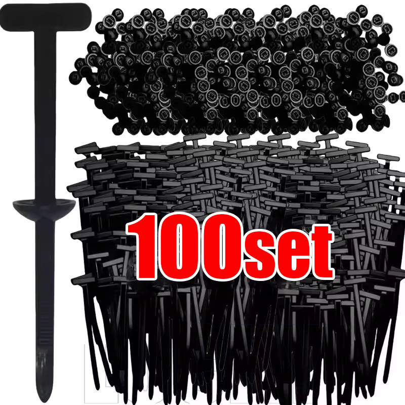 40/60/100Set Nylon Car Cable Tie Fivela Fixa-Correia De Proteção Do Motor-Laços Zip Autotravantes Un