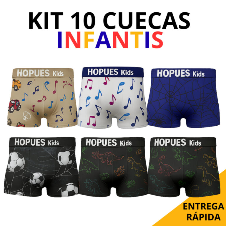 Kit 10 Cuecas Infantil Masculina Microfibra Elást