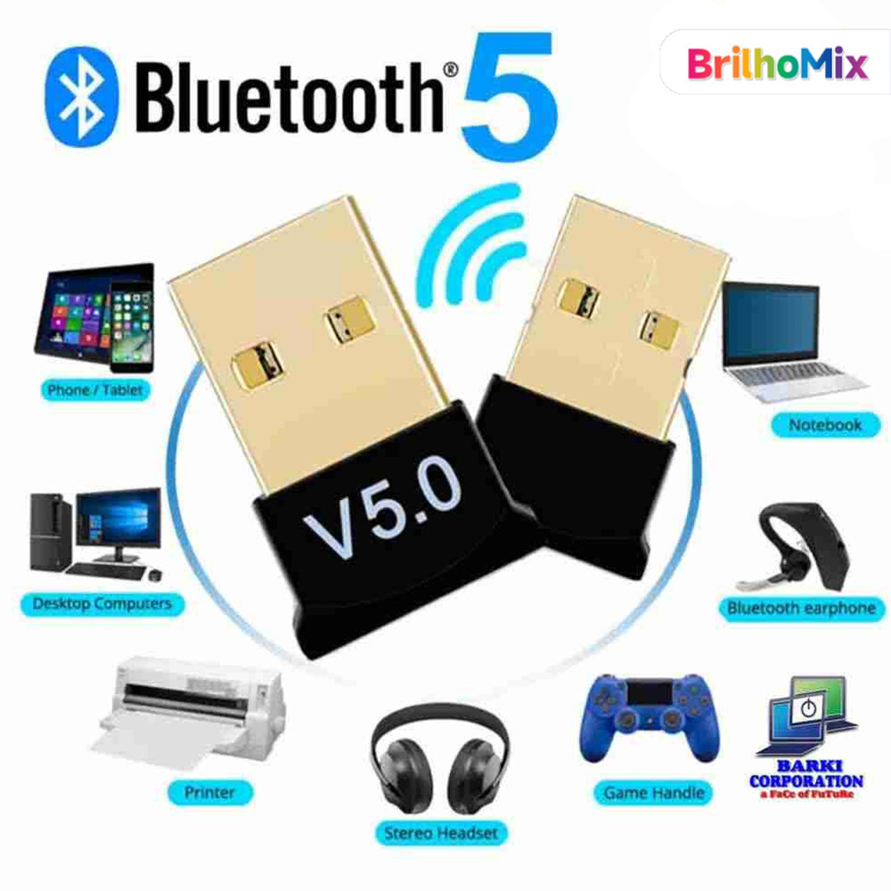 Adaptador Bluetooth 5.0 Plug USB Áudio Sem Fio de Alta Velocidade