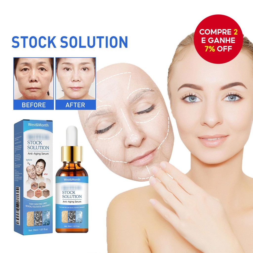 Sérum Facial Anti-Idade e Hidratante, 30ml, para estrias, linhas finas, pés de galinha e sulcos naso