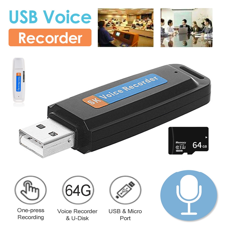 16GB/32GB/64GB Portátil USB Gravador De Voz De Áudio Digital Profissional Mini Alimentado Por Ditafo
