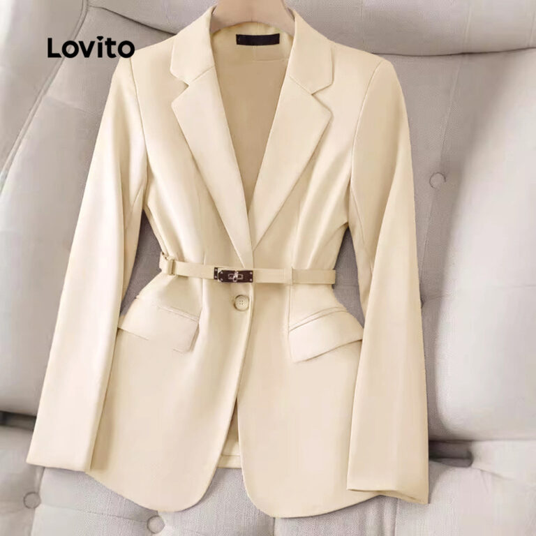Lovito Blazer Elegante E Simples Com Bolso Falso, 