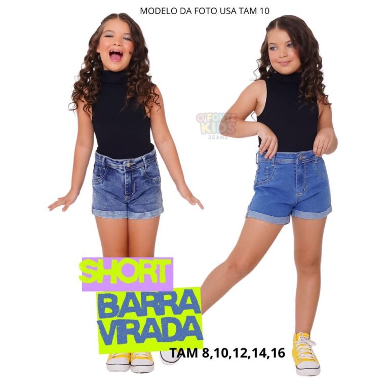 Short Jeans Lycra Infantil Feminino Menina Cintura