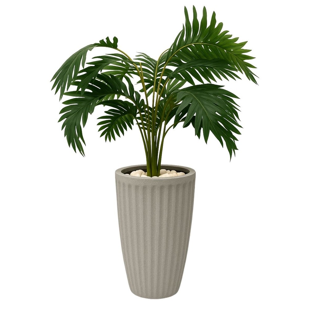 Planta Artificial Palmeira com Vaso 15 Folhas Polietileno Cone Romano