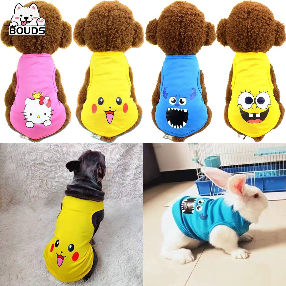 Colete Pet Sem Mangas com Estampa de Desenho Animado, Roupa Confortável para Gato, Cachorro Pequeno