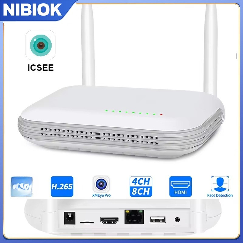 NIBIOK WiFi NVR 8CH H . 265 Gravador De Vídeo Em Rede Para Sistema De Segurança Sem Fio Com Suporte