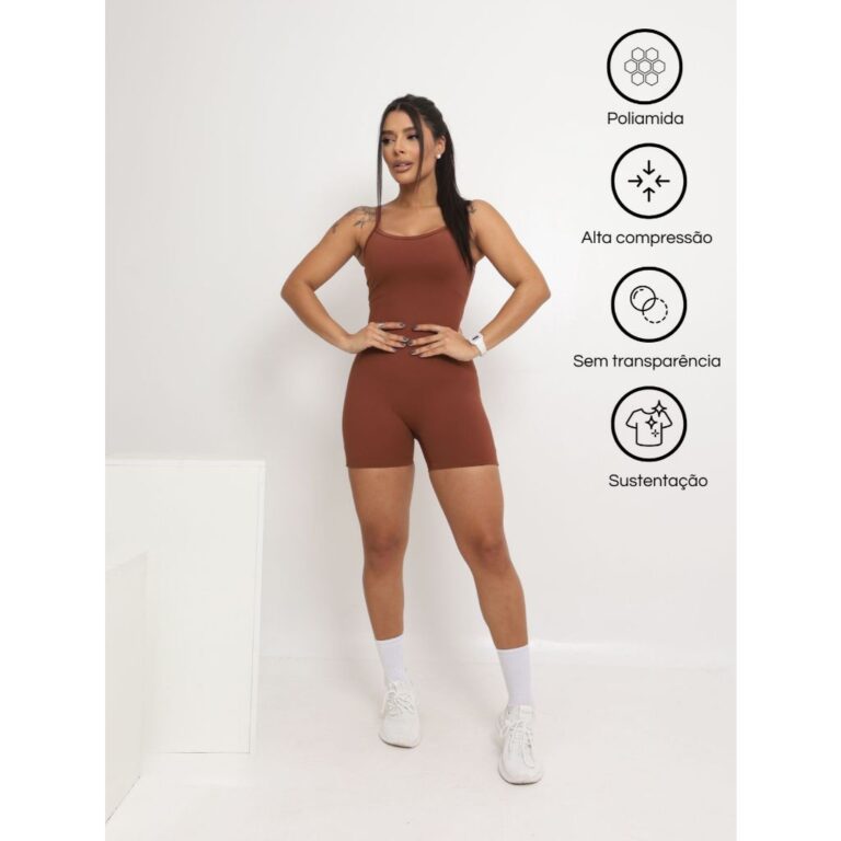 Macaquinho Fitness Blackout Alcinha Slim Sem Trans