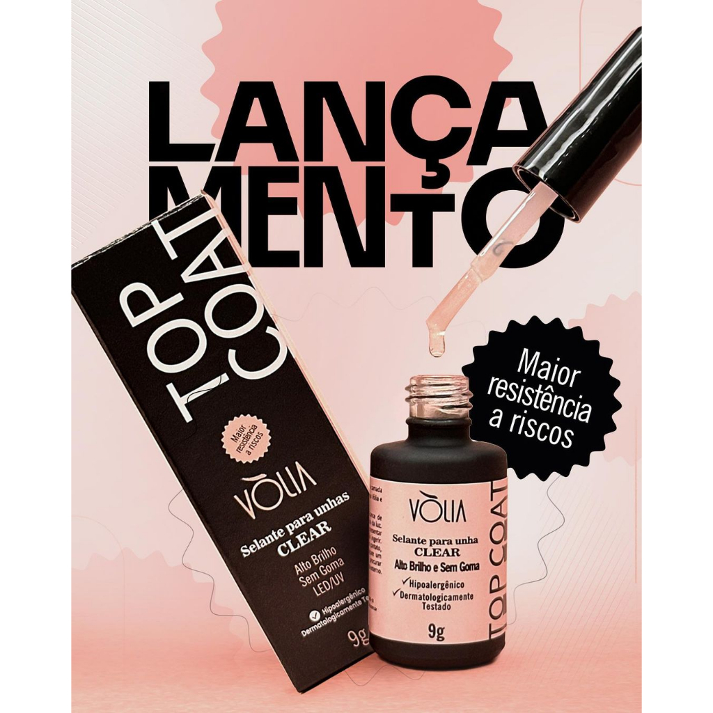Top Coat Selante Resistente a Riscos 9g – Volia – Alto Brilho