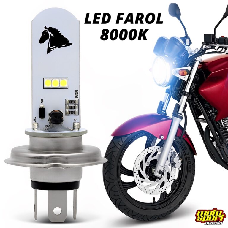 Lâmpada Farol Led Moto H4 8000k Super Branca Stal