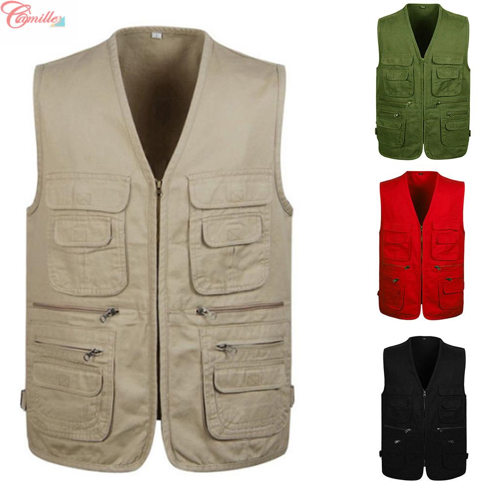 Colete Masculino Casual Multi Tanque Câmera Agasalhos Bolso Fotografia De Trabalho