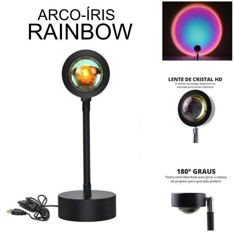 Projetor Luz Arco-Íris Rainbow LED Luminária de 