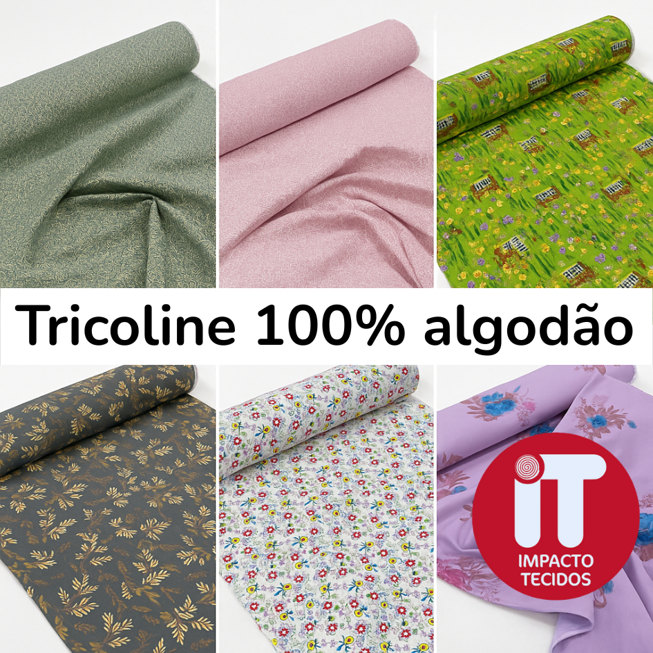 Tecido TRICOLINE 100% Algodão 50cmx 1,50m (largura padrão ) Est 289 a 340