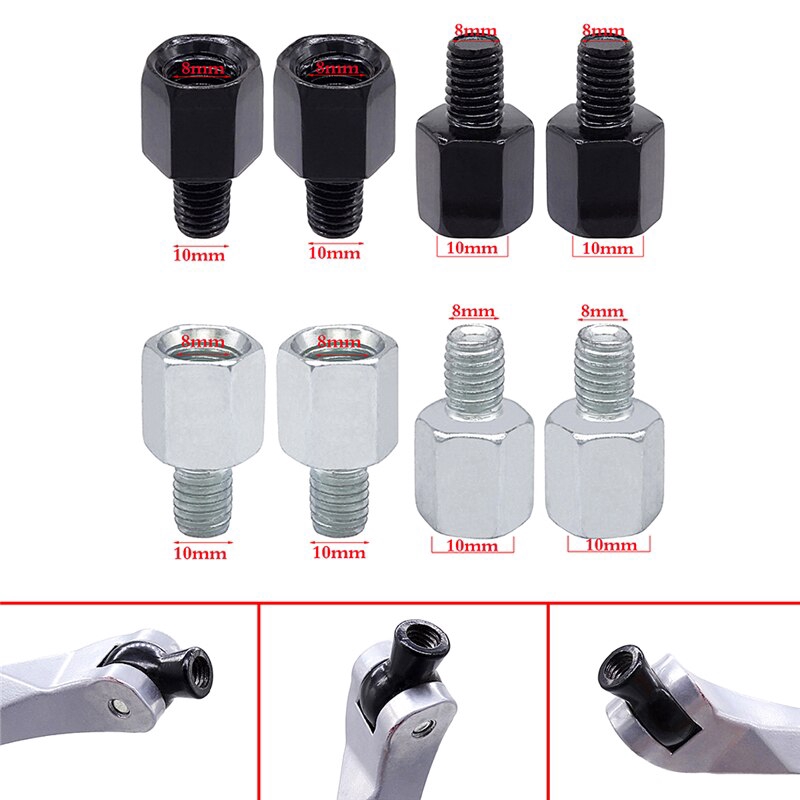 1 Pair Universal Mirror Adapter M10 M8 Clockwise Motorcycle Motorbike Rearview Mirror Adapter Bolt S