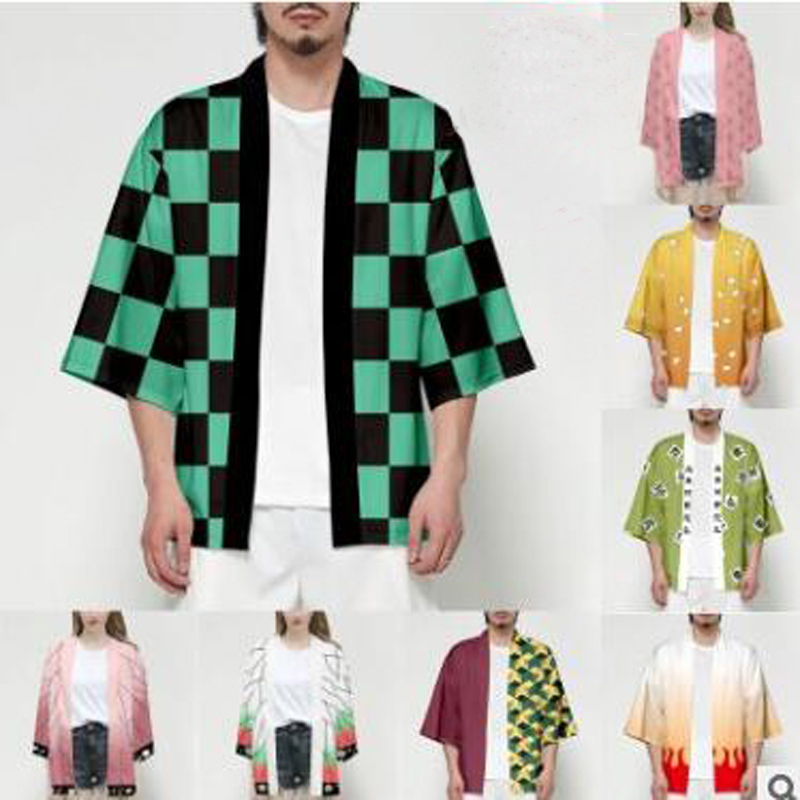 Capa Cardigan Estampa Anime Demon Slayer Kimono Adulto Tanjiro Nizu