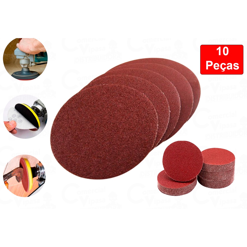 Jogo Disco De Lixas Com Velcro 125mm Grão 24 Ao 220 10Pçs Lixar Parede Tintas Massa Plástica