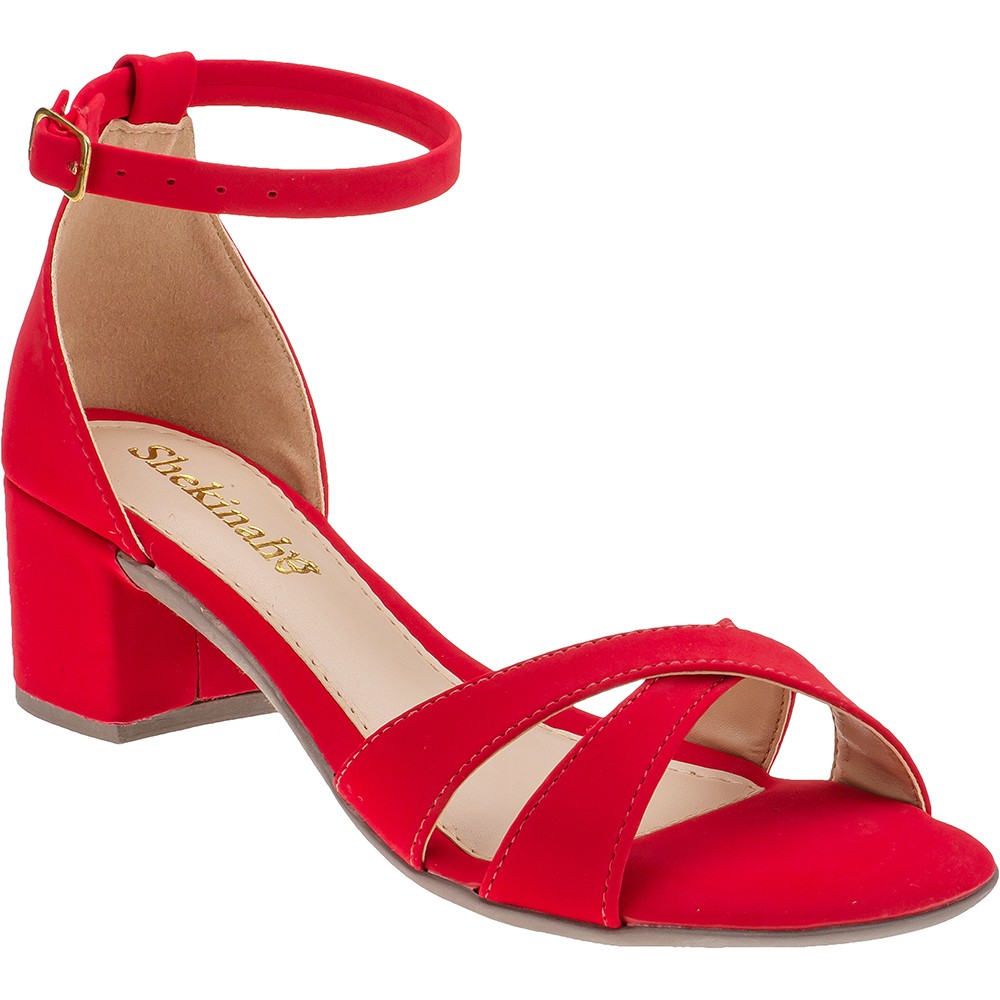 Sandália Feminina Saltinho Salto Baixo Quadrado Shekinah Confortável Lançamento Tendencia Tiras em X