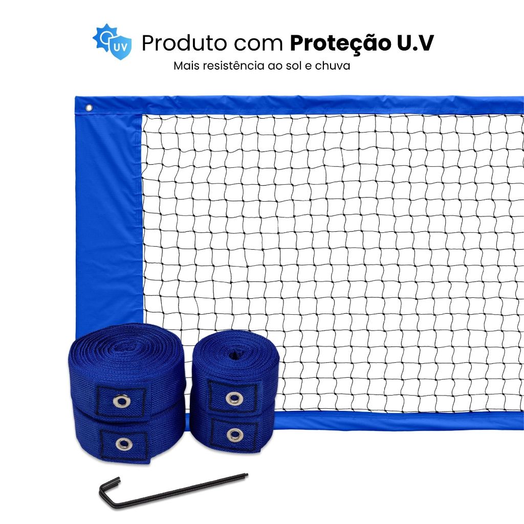 Kit Rede Beach Tennis Oficial + Fita Marcação Beach Tennis Qualidade Premium com Proteção UV