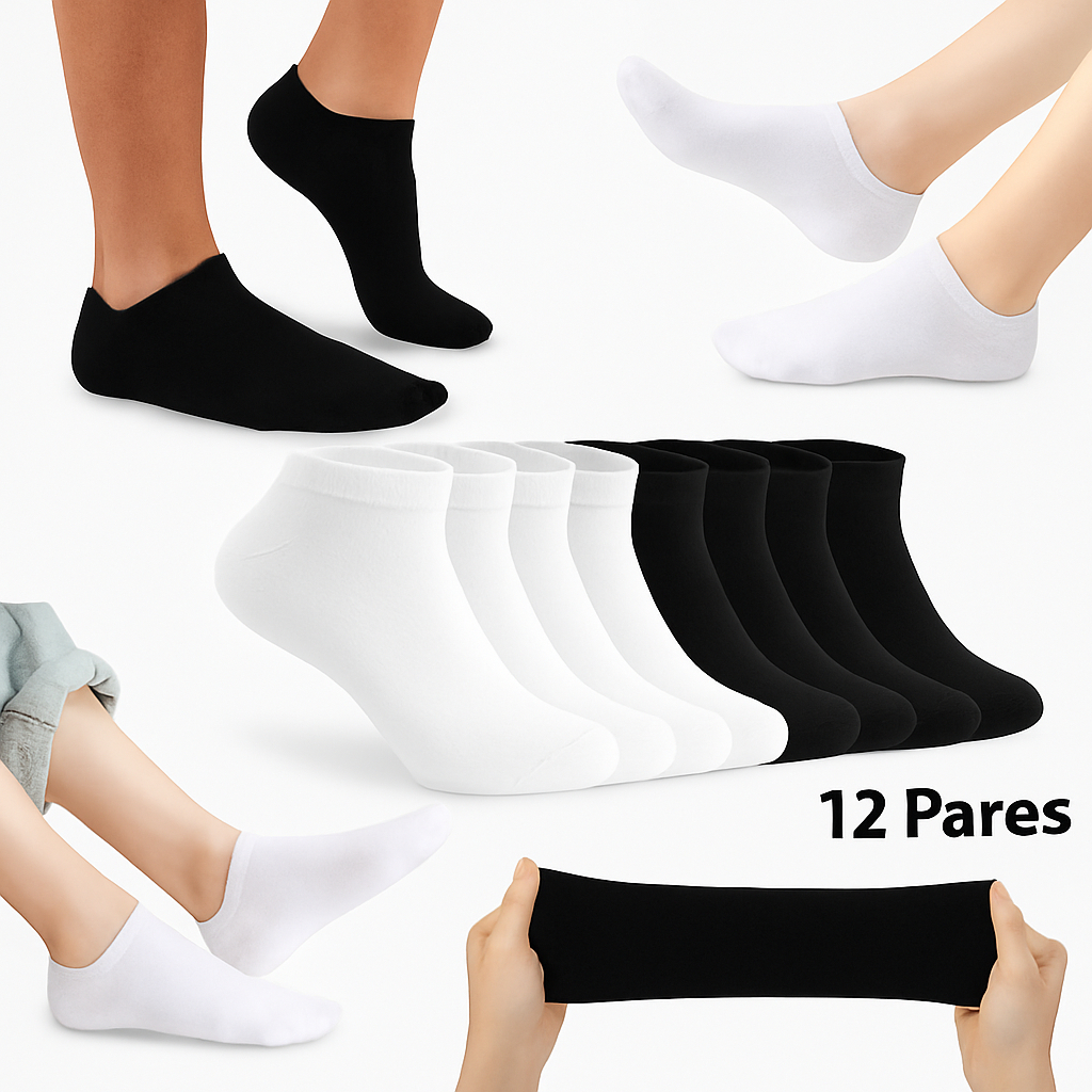 Kit com 12 Pares de Meia Soquete Meia Cano curto Masculina unissex