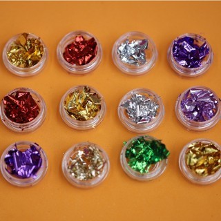 KIT 12 Folhas De Ouro COLORIDO Decoração Unhas E