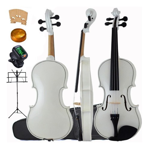 Kit Violino Barato Canhoto Branco  4/4 Estojo Arco