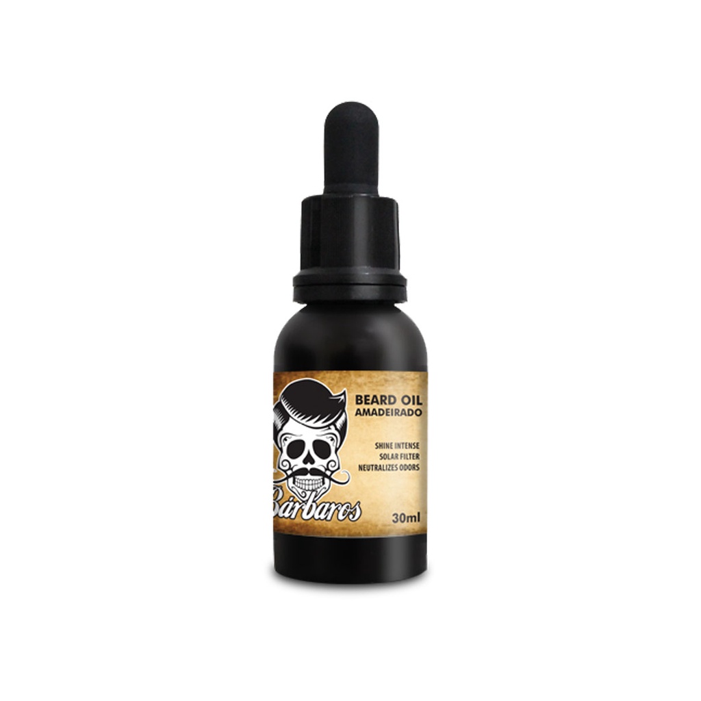 Óleo para Barba e Cabelo 30ml (Fragrâncias: Cítrico, Ferrari Black e Amadeirado) – Bárbaros