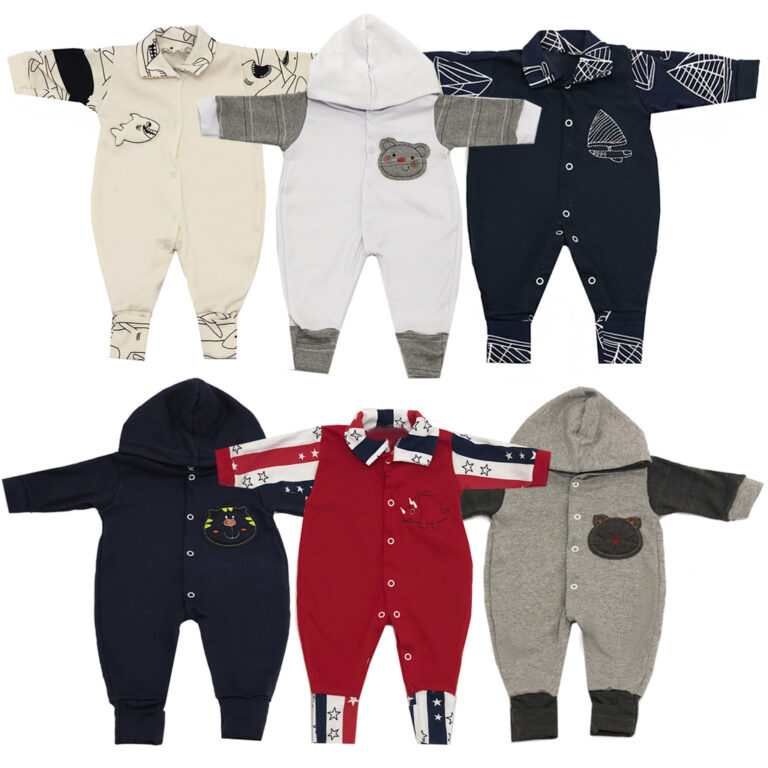 Kit 5 Peças Macacão Bordado Com Capuz E Sem Capu