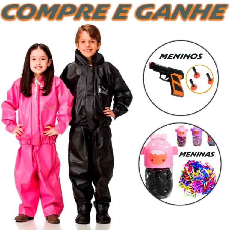 Capa De Chuva Infantil Impermeável PVC até 10 an