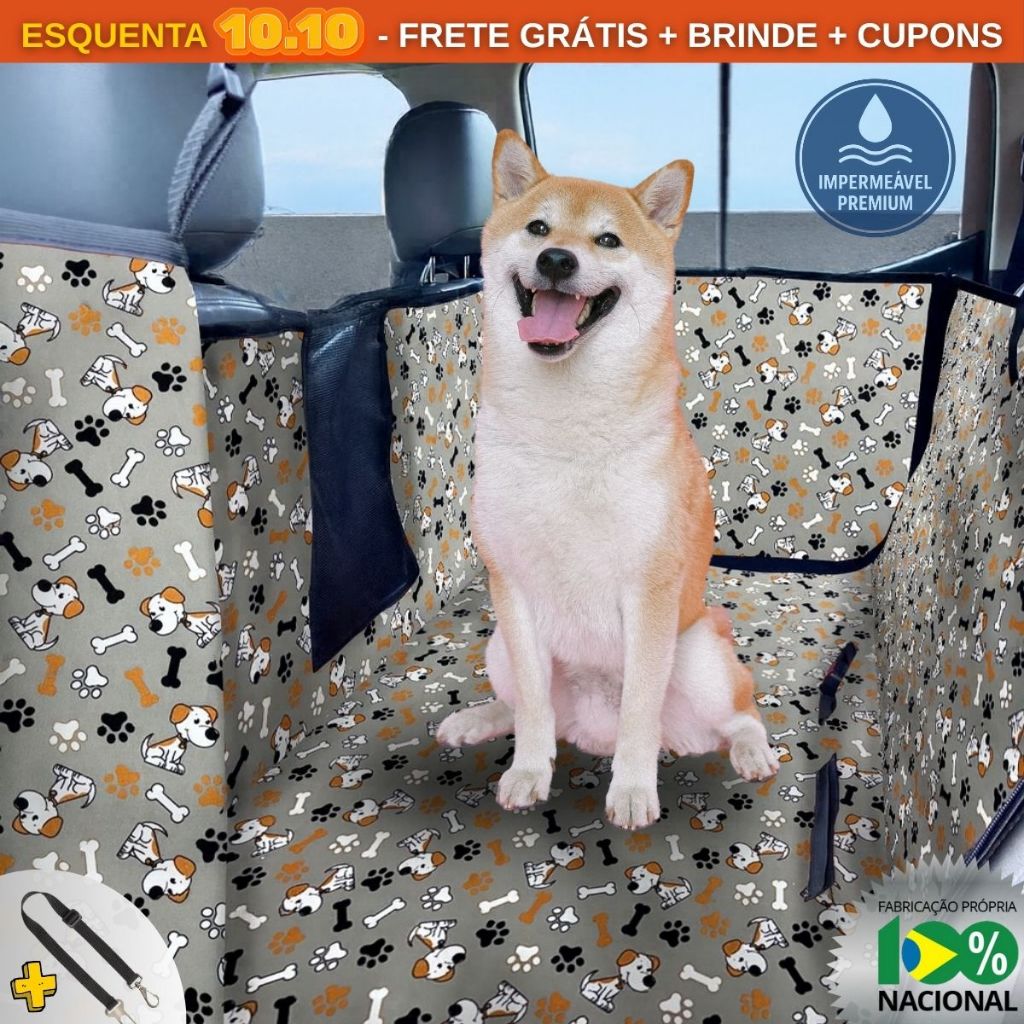 Capa Protetora Banco Carro Transporte Pet | Impermeável Resistente | Cachorro Gato | Cinto Segurança