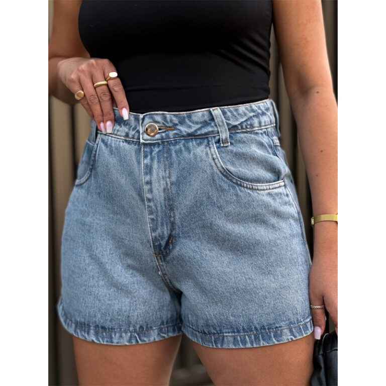 short Mom Jeans moda Vintage tradicional cintura a