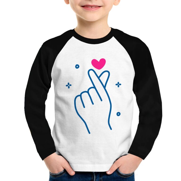 Camiseta Raglan Infantil Mini coração coreano Ma