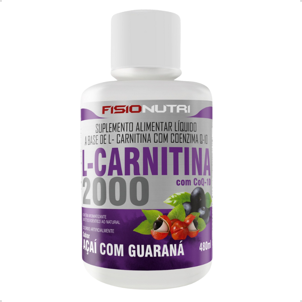 L-Carnitina 2000mg + CoQ10 Fisionutri 480ml Queimador Termogênico Líquido