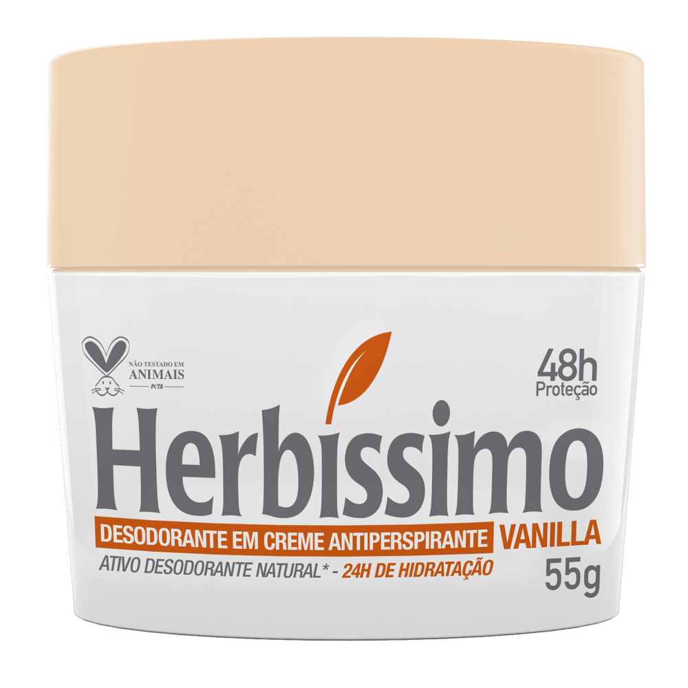 Desodorante Em Creme Antitranspirante Herbíssimo Vanilla 55g