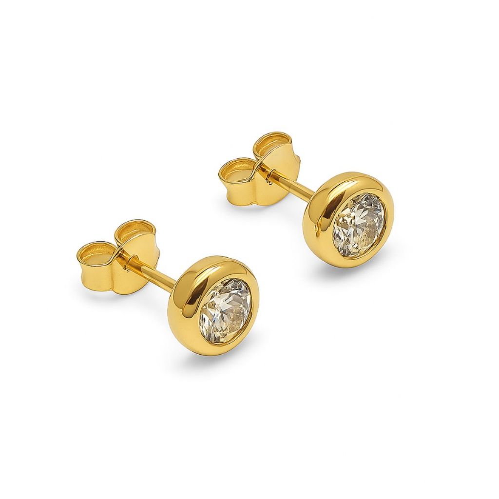 Brinco Zircônia Infantil Antialérgico Banhado A ouro 18k
