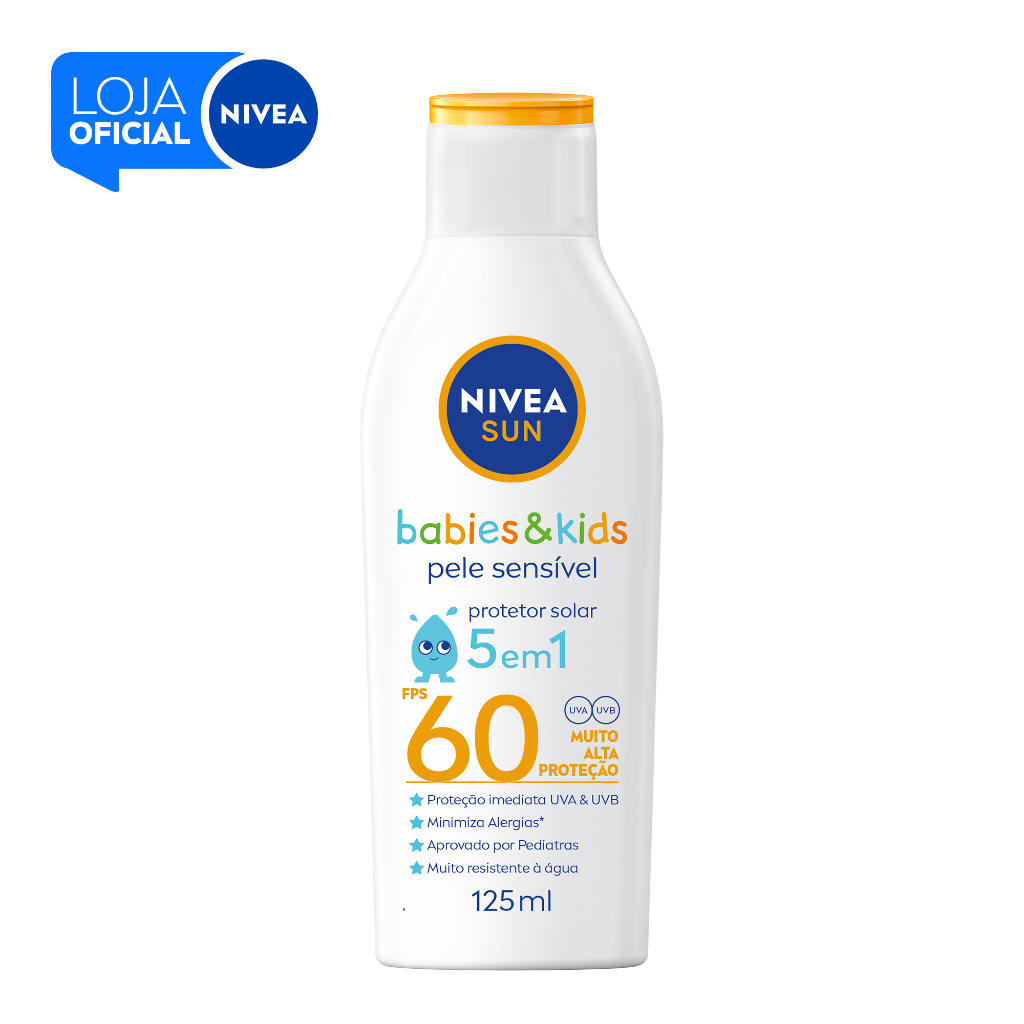 NIVEA SUN Protetor Solar Kids E Babies Pele Sensível FPS 60 125ml