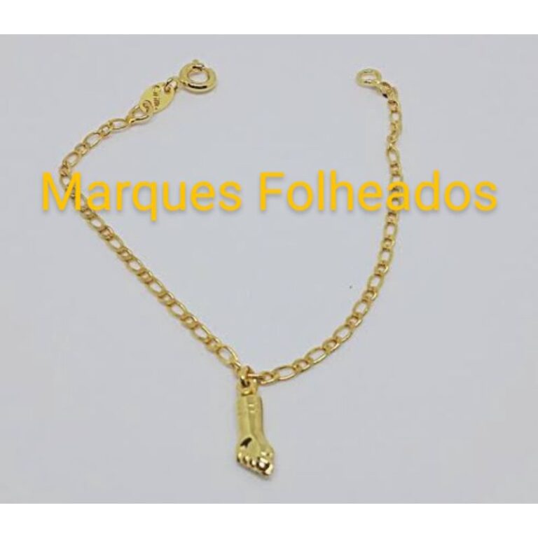Pulseira folheado a ouro com pingente de figuinha 