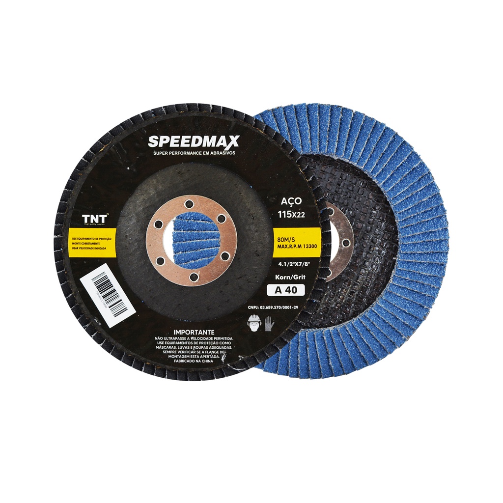 DISCO FLAP 4.1/2 Kit C/10pçs GRÃO 40 – 60 – 80 – 120