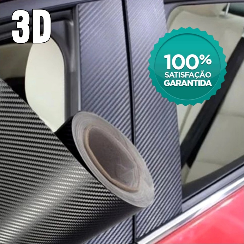 Adesivo Vinil Fibra de Carbono 3D, 1m x 10cm A Prova DÁgua envelopa. Automotivo, Móveis e Geladeira