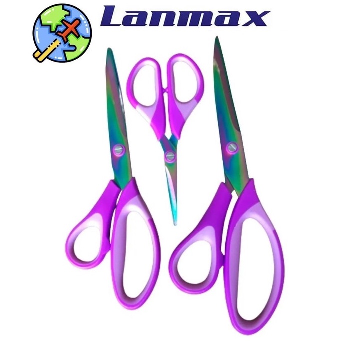 Kit com 3 Tesouras com Lâmina de Titânio Lanmax 