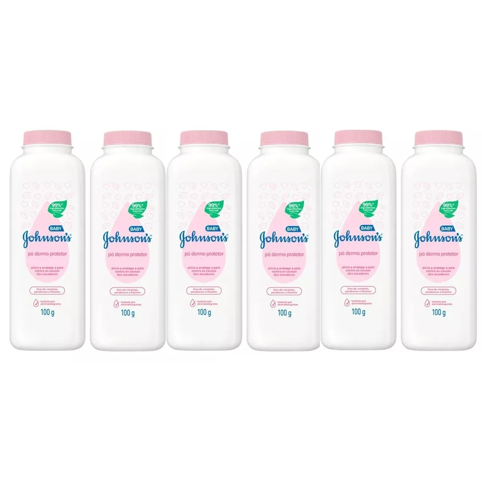 Kit c/ 6 Talco JOHNSONS Baby Pura Proteção 100g