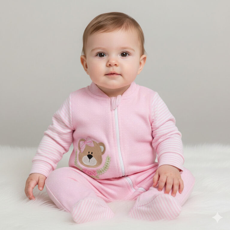 Macacão para Bebê Menina com Estampa Ursinha Zí