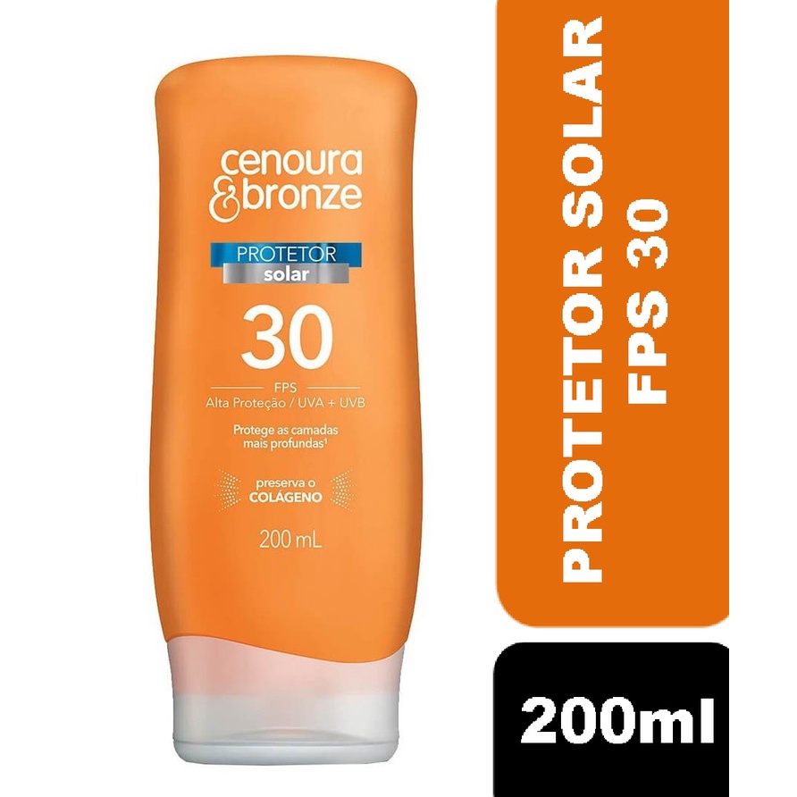 Protetor Solar Cenoura e Bronze FPS 30 Alta Proteção 200ml